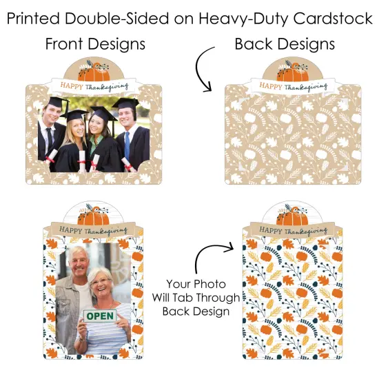 Big Dot of Happiness Happy Thanksgiving - Fall Harvest Party Picture Centerpiece Sticks - Photo Table Toppers - 15 Pieces {7}