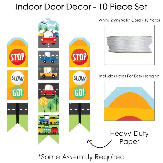 Big Dot of Happiness Cars, Trains, and Airplanes - Hanging Vertical Paper Banners - Transportation Birthday Party Wall Decoration - Indoor Door Decor {6}