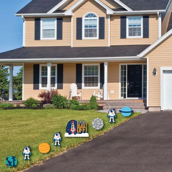 Big Dot of Happiness Blast Off to Outer Space - Yard Sign & Outdoor Lawn Decorations - Rocket Ship Baby Shower or Birthday Party Yard Signs - Set of 8 {3}