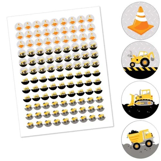 Big Dot of Happiness Dig It - Construction Party Zone - Party Round Candy Sticker Favors - Labels Fits Chocolate Candy (1 sheet of 108) {3}
