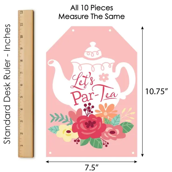 Big Dot of Happiness Floral Let's Par-Tea - Hanging Vertical Paper Door Banners - Garden Tea Party Wall Decoration Kit - Indoor Door Decor {7}
