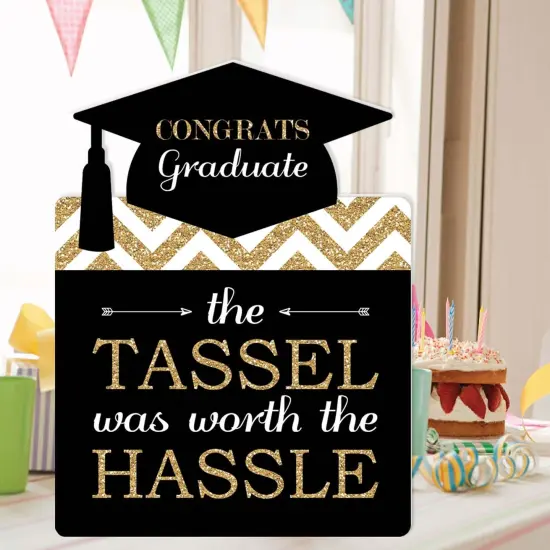 Big Dot of Happiness Gold - Tassel Worth the Hassle - Graduation Congratulations Giant Greeting Card - Big Shaped Jumborific Card {3}