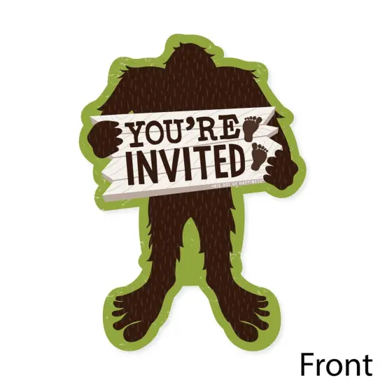 Big Dot of Happiness Sasquatch Crossing - Shaped Fill-In Invitations - Bigfoot Party or Birthday Party Invitation Cards with Envelopes - Set of 12 {4}