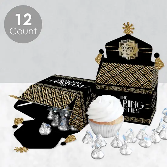Big Dot of Happiness Roaring 20's - Treat Box Party Favors - 1920s Art Deco Jazz Party Goodie Gable Boxes - Set of 12 {4}