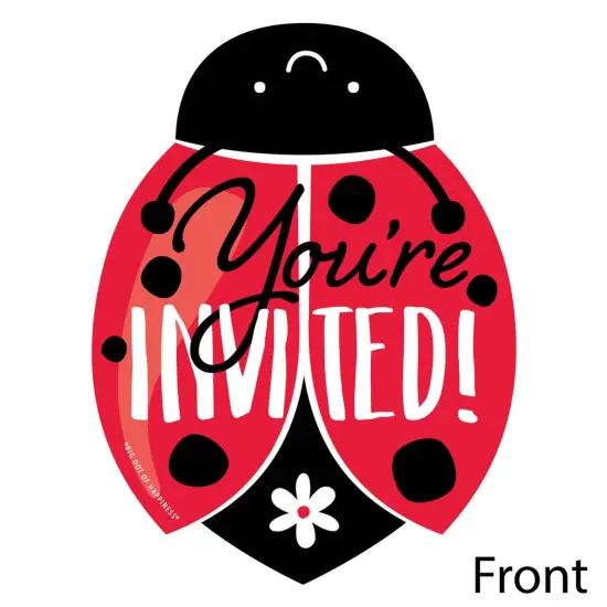 Big Dot of Happiness Happy Little Ladybug - Shaped Fill-in Invitations - Baby Shower or Birthday Party Invitation Cards with Envelopes - Set of 12 {3}