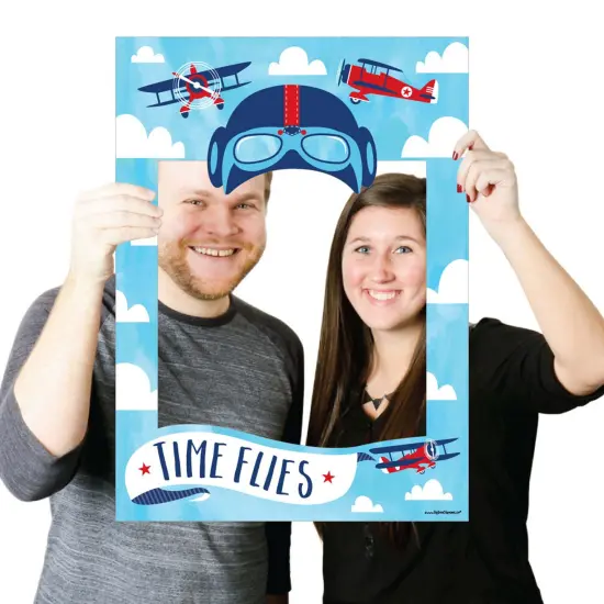 Big Dot of Happiness Taking Flight - Airplane - Vintage Plane Party Selfie Photo Booth Picture Frame & Props - Printed on Sturdy Material {4}
