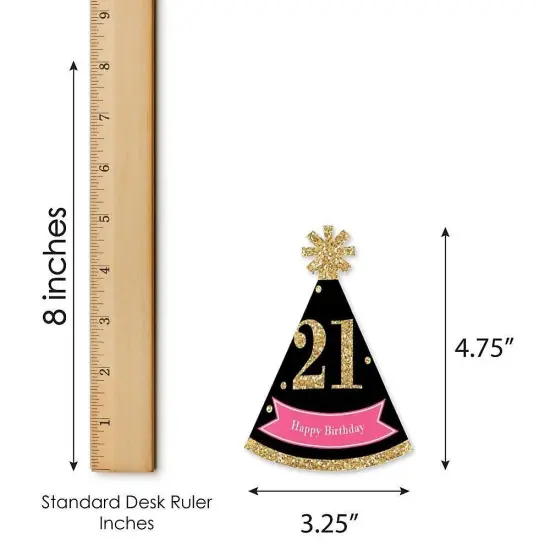 Big Dot of Happiness Finally 21 Girl - Mini Cone 21st Birthday Party Hats - Small Little Party Hats - Set of 8 {7}