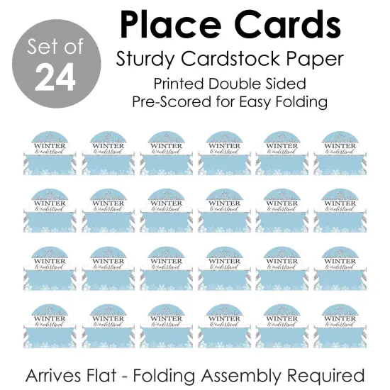 Big Dot of Happiness Winter Wonderland - Snowflake Holiday Party and Winter Wedding Tent Buffet Card - Table Setting Name Place Cards - Set of 24 {7}