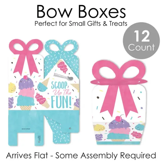 Big Dot of Happiness Scoop Up the Fun - Ice Cream - Square Favor Gift Boxes - Sprinkles Party Bow Boxes - Set of 12 {7}