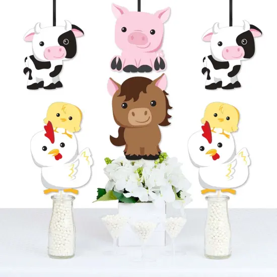 Big Dot of Happiness Farm Animals - Cow, Horse, Pig and Chicken Decorations DIY Baby Shower or Birthday Party Essentials - Set of 20 {1}