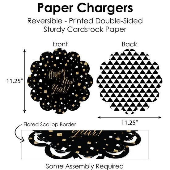 Big Dot of Happiness New Year&rsquo;s Eve - Gold - New Years Eve Party Paper Charger and Table Decorations - Chargerific Kit - Place Setting for 8 {6}