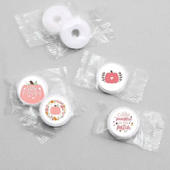 Big Dot of Happiness Girl Little Pumpkin - Fall Birthday Party or Baby Shower Round Candy Sticker Favors - Labels Fits Chocolate Candy (1 sheet of 108) {4}
