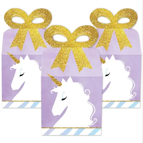 Big Dot of Happiness Rainbow Unicorn - Square Favor Gift Boxes - Magical Unicorn Baby Shower or Birthday Party Bow Boxes - Set of 12 {3}