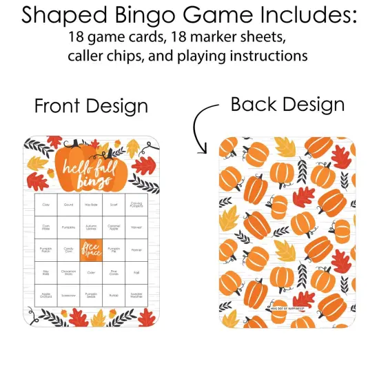 Big Dot of Happiness Fall Pumpkin - Bingo Cards and Markers - Halloween or Thanksgiving Party Shaped Bingo Game - Set of 18 {4}
