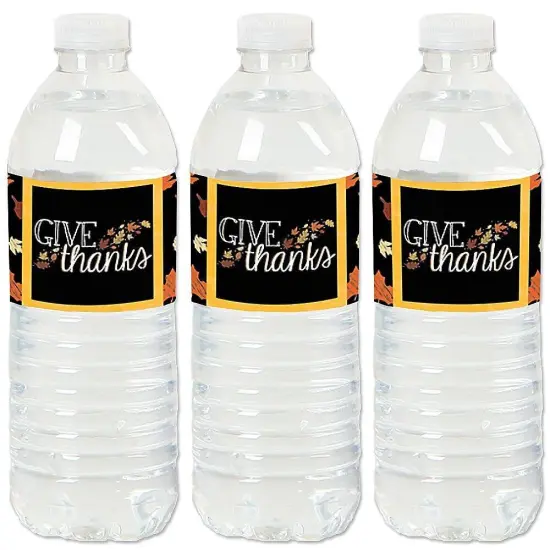 Big Dot of Happiness Give Thanks - Thanksgiving Party Water Bottle Sticker Labels - Set of 20 {1}
