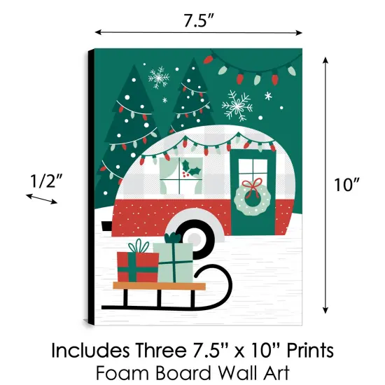 Big Dot of Happiness Camper Christmas - Red and Green Wall Art and Holiday Home Decor - 7.5 x 10 inches - Set of 3 Prints {6}