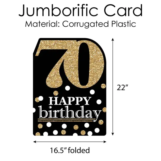 Big Dot of Happiness Adult 70th Birthday - Gold - Happy Birthday Giant Greeting Card - Big Shaped Jumborific Card {6}