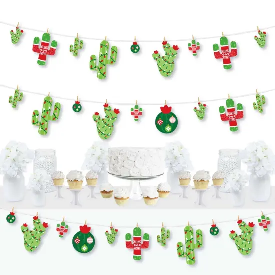 Big Dot of Happiness Merry Cactus - Christmas Cactus Party DIY Decorations - Clothespin Garland Banner - 44 Pc {1}