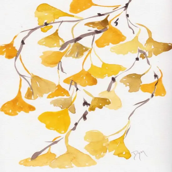 Golden Gingko A Poster Print by Beverly Dyer # BDRC149A {1}