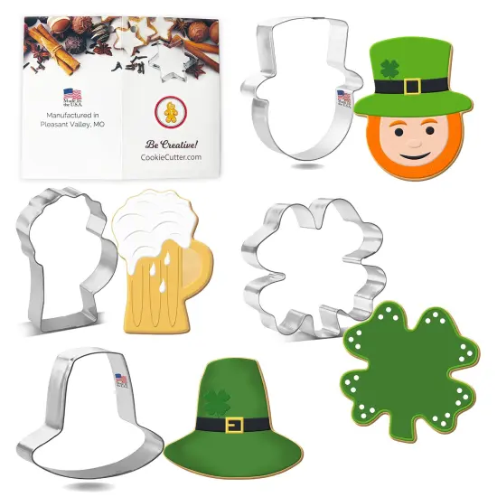 CookieCutter.Com Leprechaun St Patricks Day Cookie Cutter 4 Pc Set - USA Tin Plated Steel {1}