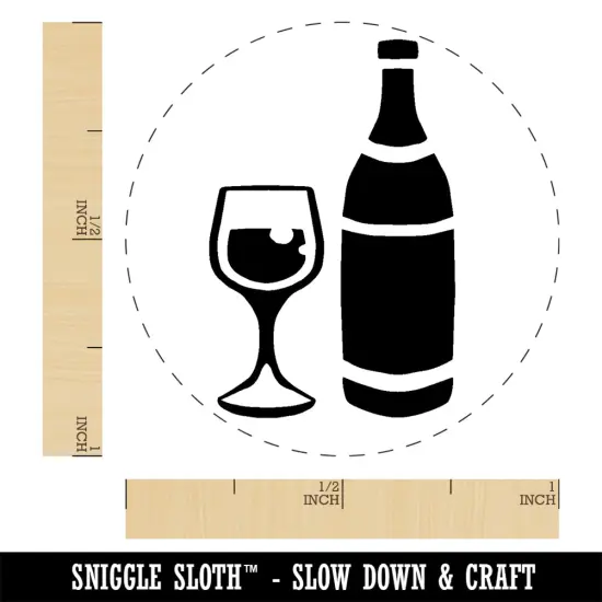 Fancy Wine Bottle and Glass Rubber Stamp for Stamping Crafting Planners {1}
