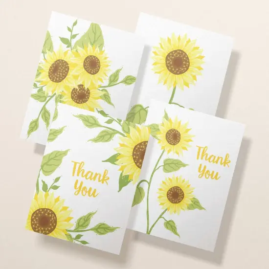Sunflower Thank You Cards | Eco-Friendly Stationary | Assorted Greeting Cards with Envelopes | 12, 24 {1}