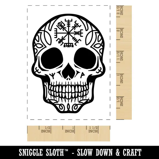 Norse Viking Rune Skull Rectangle Rubber Stamp for Stamping Crafting {1}