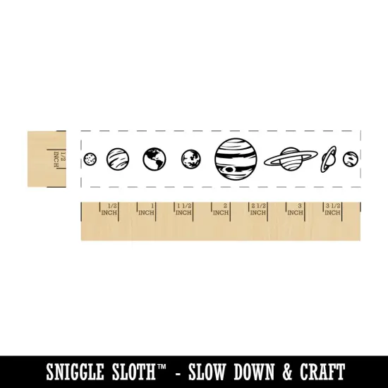 Solar System Planets Mercury Venus Saturn Uranus Neptune Earth Jupiter Mars Rectangle Rubber Stamp for Stamping Crafting {1}