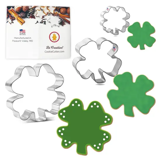 CookieCutter.Com Four Leaf Clover Cookie Cutter 3 Pc Set - USA Tin Plated Steel {1}