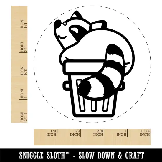 Fat Raccoon Sitting in Trash Can Rubber Stamp for Stamping Crafting Planners {1}
