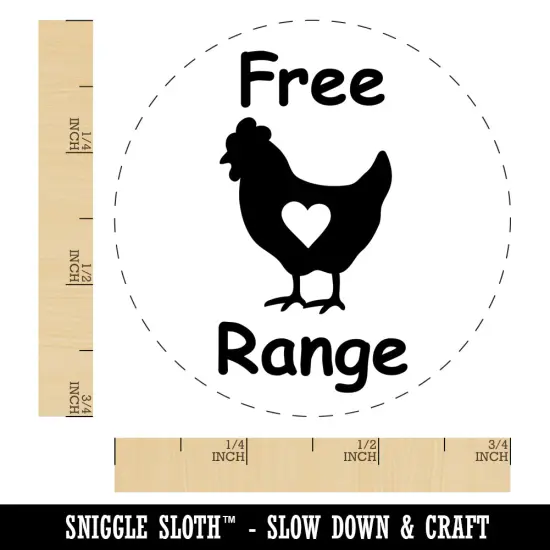 Free Range Chicken with Heart Chicken Egg Rubber Stamp {1}