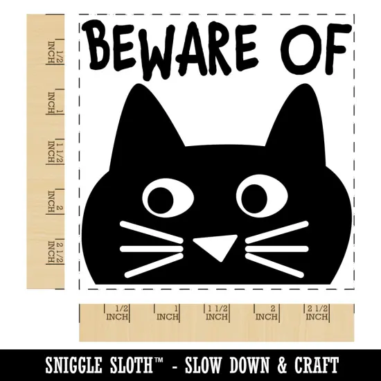 Beware of Cat Funny Doodle Square Rubber Stamp for Stamping Crafting {1}