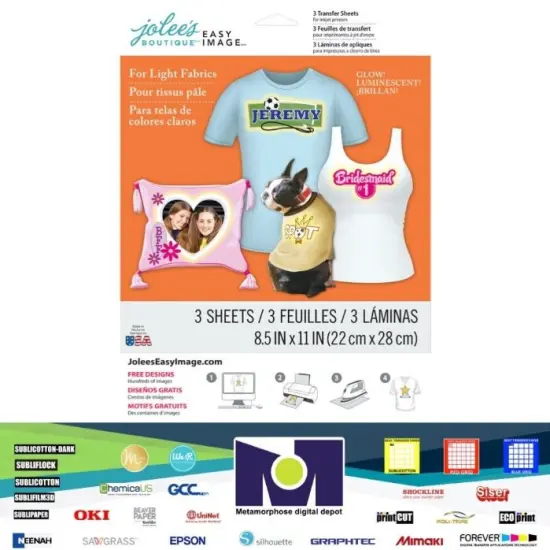 Jolee's Easy Image Transfer 8.5"x11" 3 Sh/Pkg Glow In The Dark For Light 56-47015 Made in USA {1}