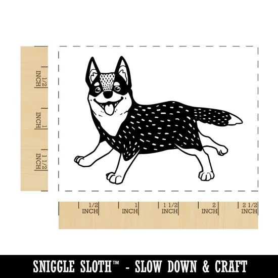 Cartoon Australian Cattle Dog Rectangle Rubber Stamp for Stamping Crafting {1}