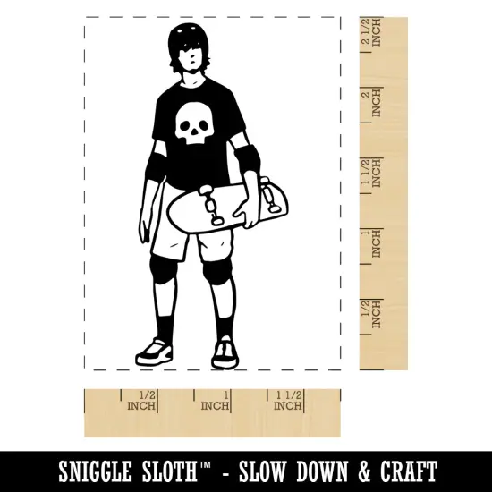Skater Skateboard Man Extreme Sports Rectangle Rubber Stamp for Stamping Crafting {1}