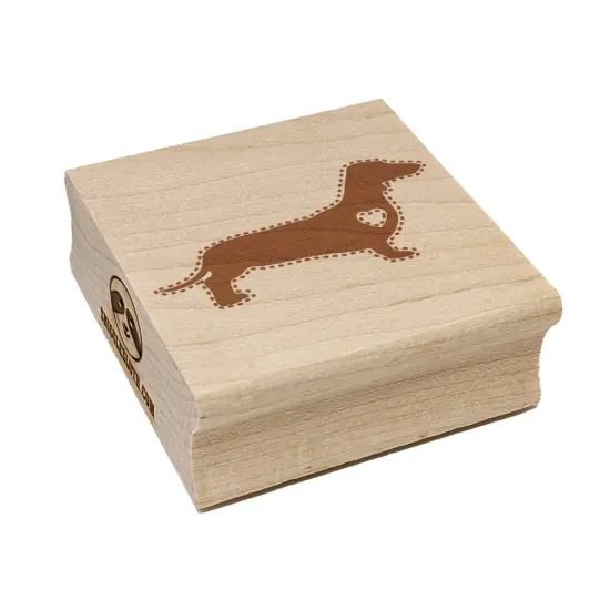 Smooth Haired Dachshund Dog with Heart Square Rubber Stamp for Stamping Crafting {7}