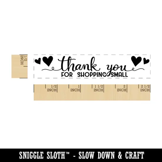Thank You for Shopping Small Business Hearts Rectangle Rubber Stamp for Stamping Crafting {1}
