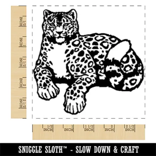 Stoic Snow Leopard Sitting Wild Cat Square Rubber Stamp for Stamping Crafting {1}
