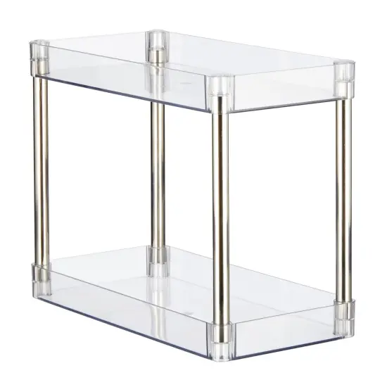 mDesign Slim 2-Tier Household Stackable Storage Shelf Organizer {4}