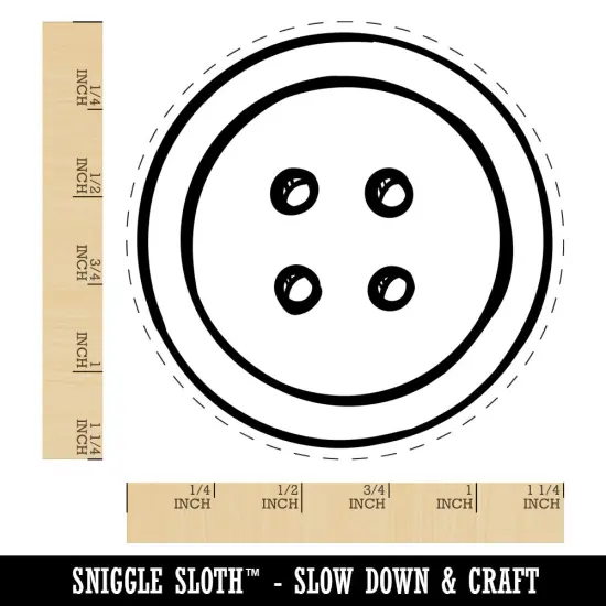 Hand Drawn Button Four Holes Sew Sewing Rubber Stamp for Stamping Crafting Planners {1}