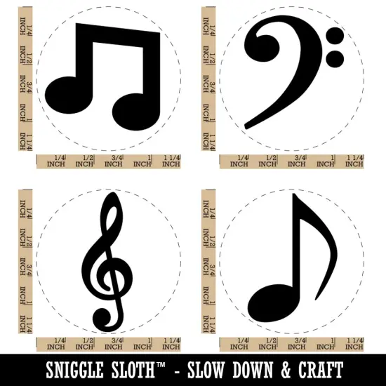 Music Musical Notes Treble Bass Clef Eighth Symbols Rubber Stamp Set for Stamping Crafting Planners {1}