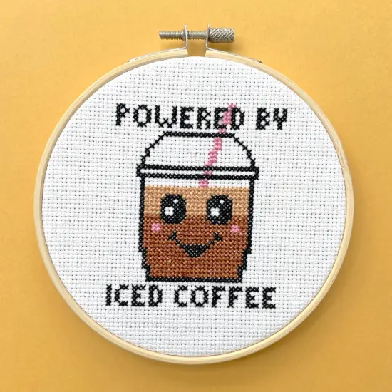 Powered By Iced Coffee Cross Stitch Kit {1}