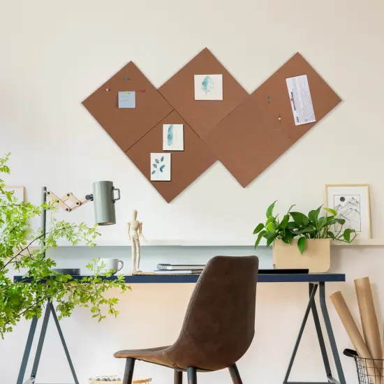 Incraftables Adhesive Cork Board Tiles (5pcs - 12 x 12 inch Squares). Thick Frameless Cork Board for Wall, Office & Home. Best Large Cork Squares Self Adhesive Sheets with Clips Pins & Push Pins {2}