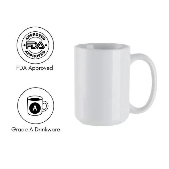 15oz White Ceramic Sublimation Mugs - 6 Pack {3}