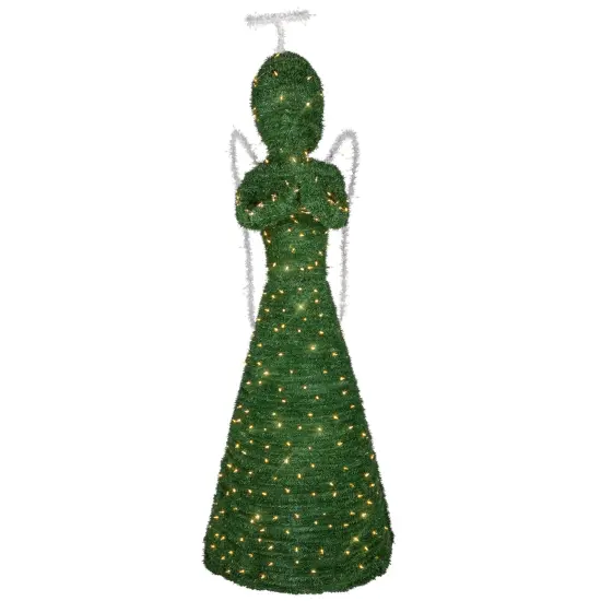 Northlight Lighted Commercial Topiary Angel Outdoor Christmas Decoration - 6.5' - Warm White LED Lights Green {5}