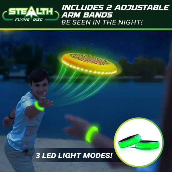 USA Toyz Stealth LED Flying Disc - Yellow/Green {3}
