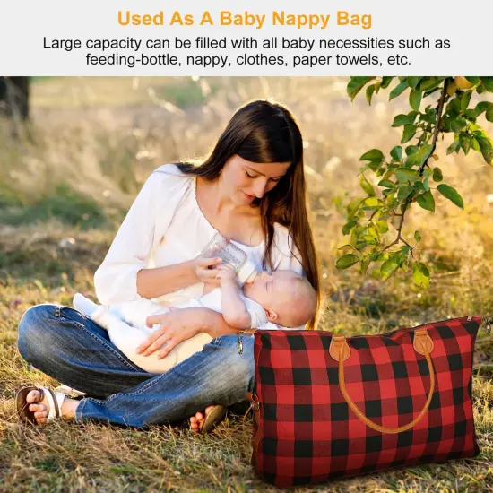 Women Duffle Bag Travel Luggage Bags Weekend Overnight Bag Tote Bags Shoulder Handle Bags Red {4}