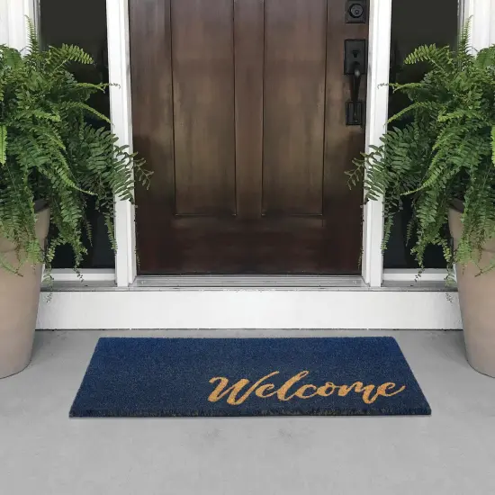 mDesign Entryway Doormat with Natural Fibers Decorative Script {2}
