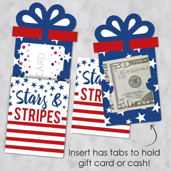 Big Dot of Happiness Stars & Stripes - Patriotic Party Money and Gift Card Sleeves - Nifty Gifty Card Holders - Set of 8 {4}