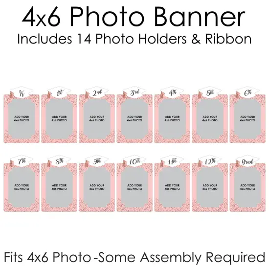 Big Dot of Happiness Rose Gold Grad - DIY Graduation Party Decor - K-12 School Picture Display - Photo Banner {6}